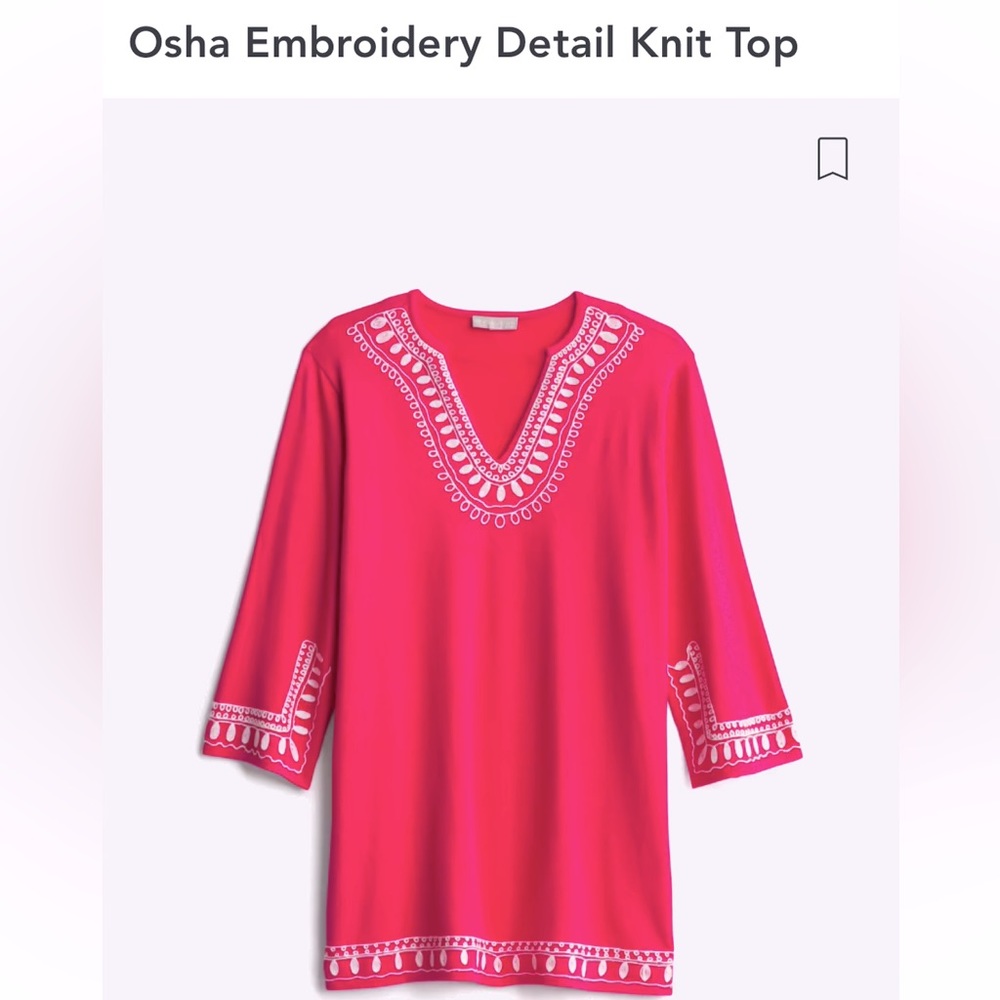 Embroidered Knit Sweater Bright Pink Sz 2x